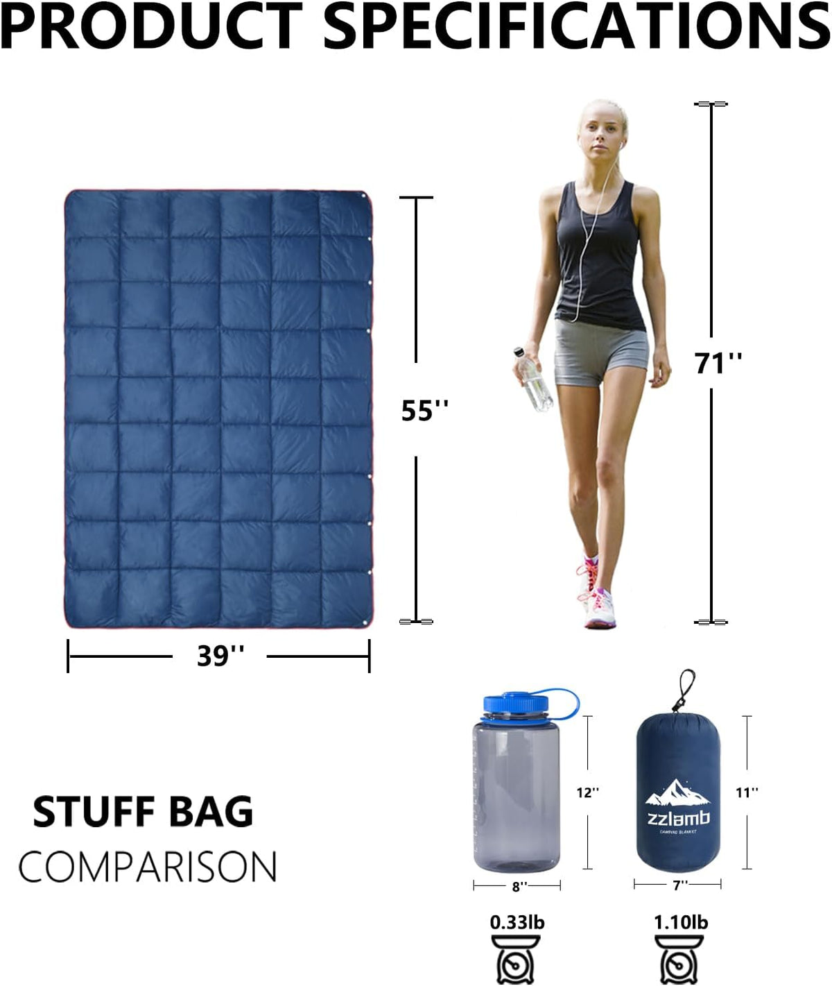 Camping Blanket Compact Down Alternative Outdoor Blanket