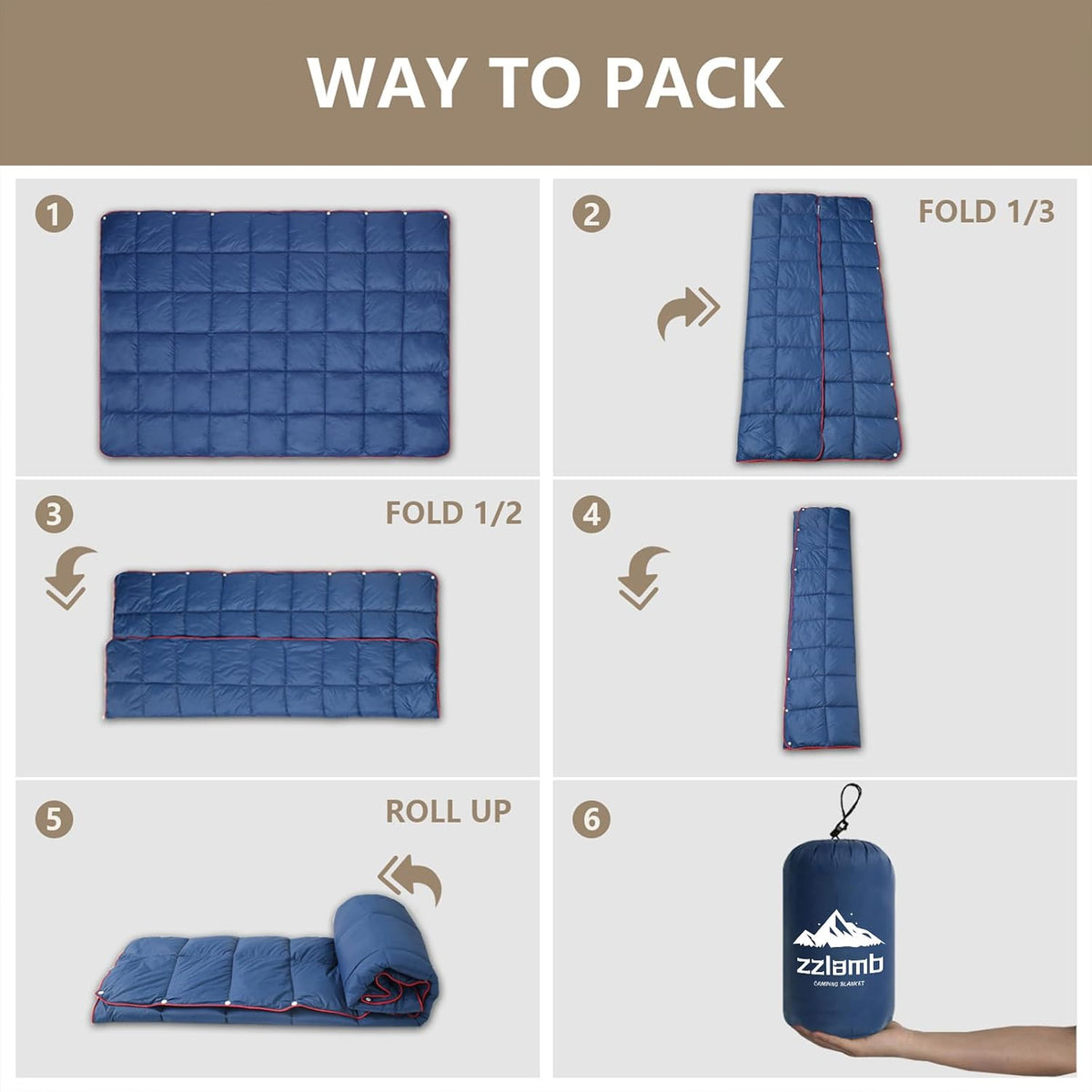 Camping Blanket Compact Down Alternative Outdoor Blanket