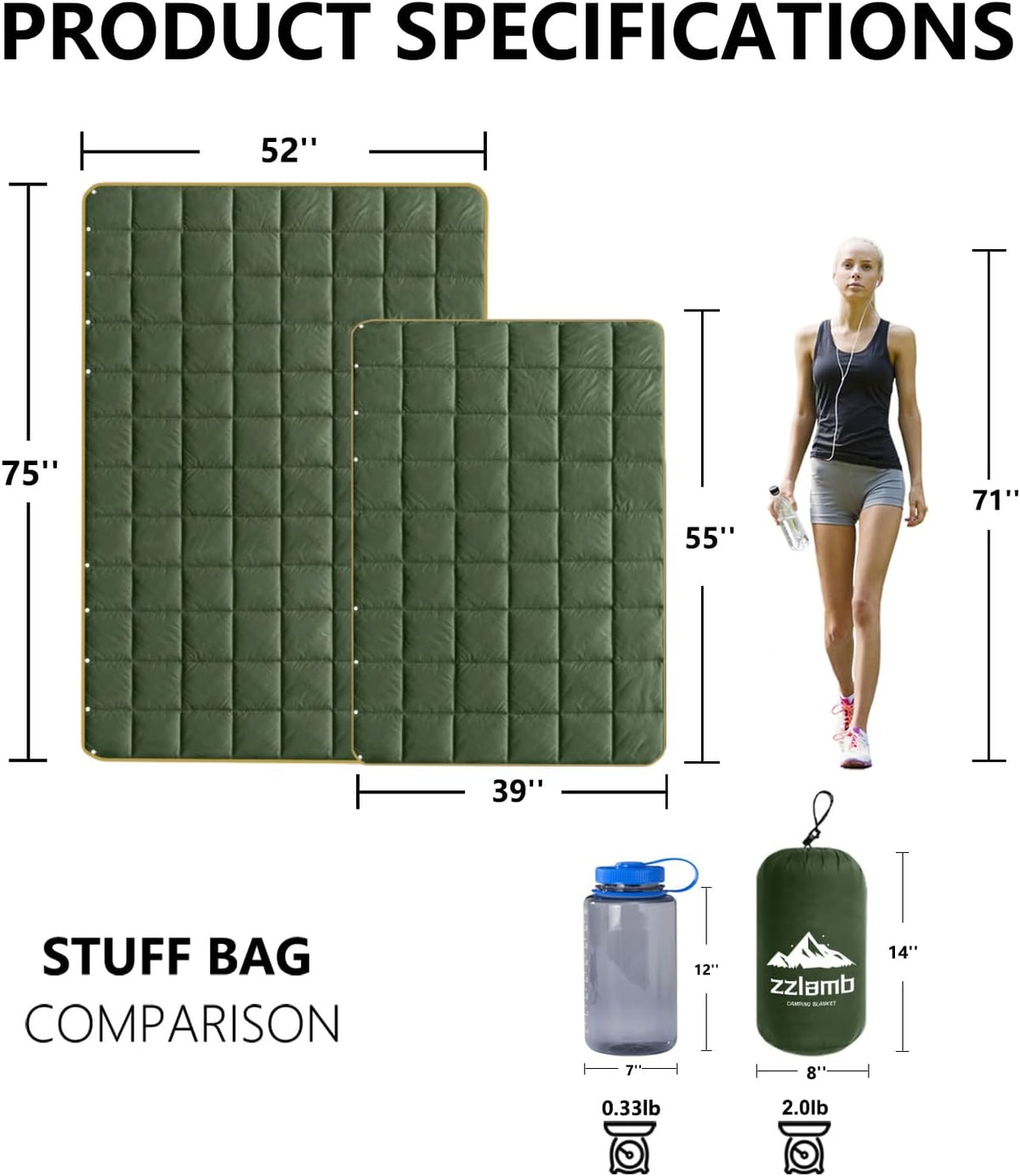 Camping Blanket Compact Down Alternative Outdoor Blanket