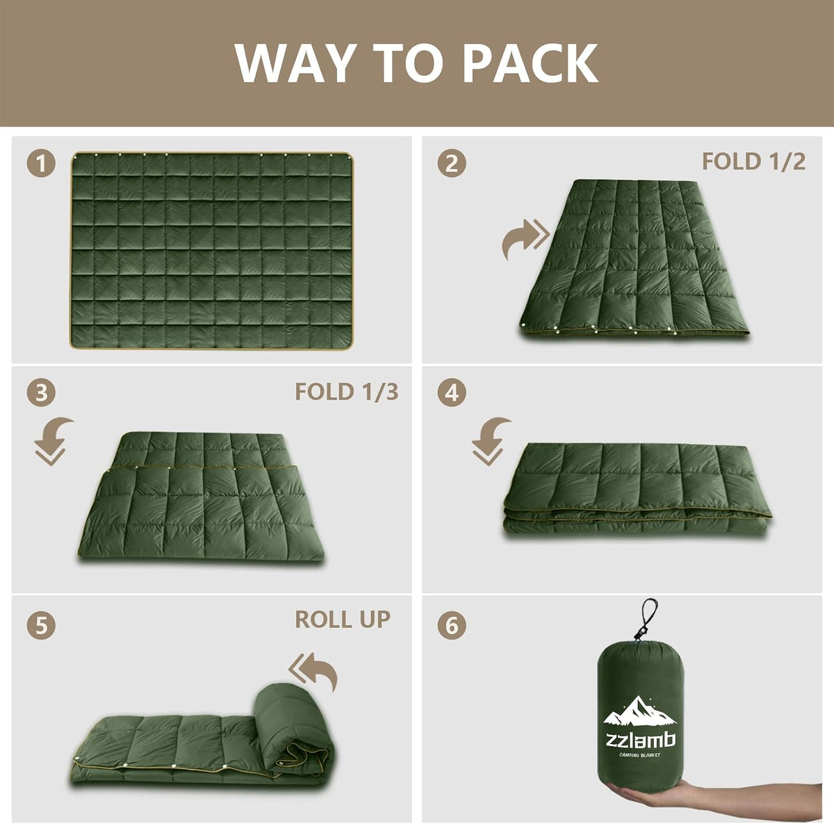 Camping Blanket Compact Down Alternative Outdoor Blanket