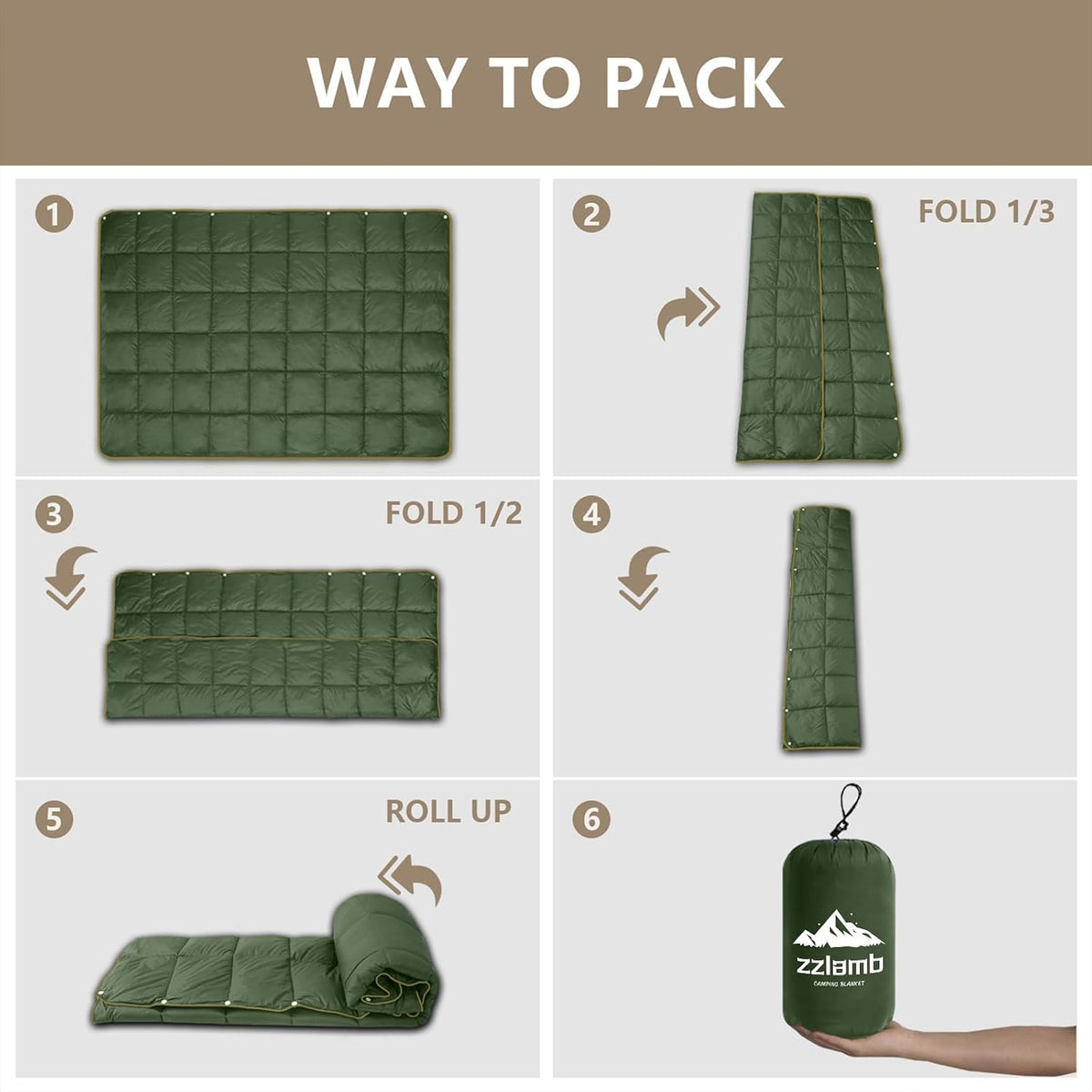 Camping Blanket Compact Down Alternative Outdoor Blanket