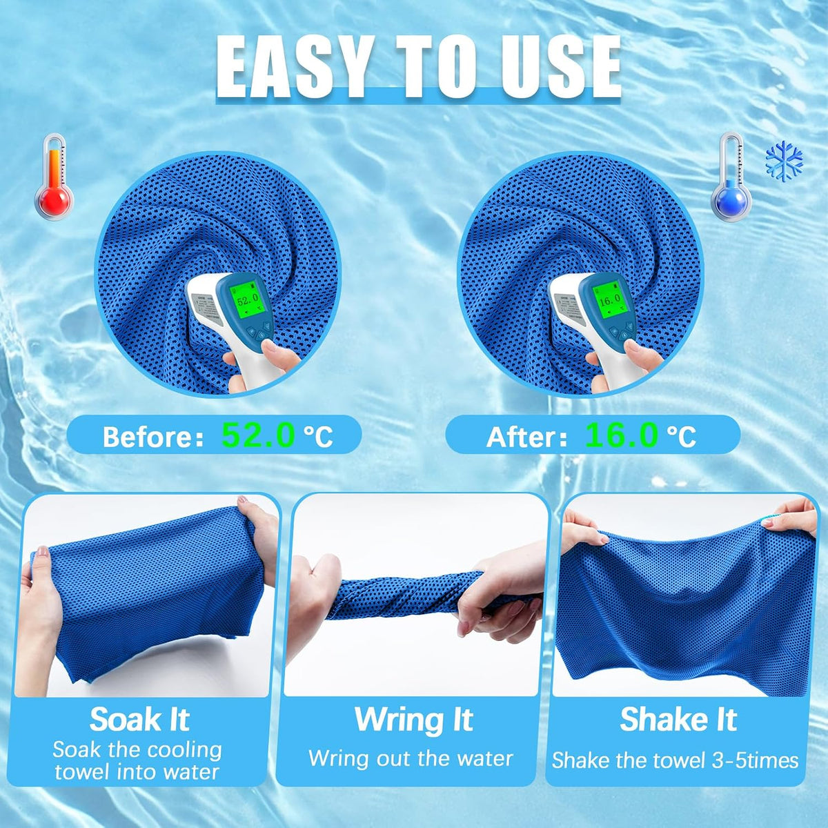 4 Packs Cooling Towel, 40" x 12" Microfiber Cooling Towels for Neck and Face, Soft Breathable Gym Towel for Working Out with Waterproof Bag & Carabiner, Sweat Towels for Running, Yoga, Travel, Climb