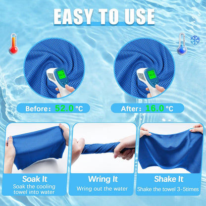 4 Packs Cooling Towel, 40" x 12" Microfiber Cooling Towels for Neck and Face, Soft Breathable Gym Towel for Working Out with Waterproof Bag & Carabiner, Sweat Towels for Running, Yoga, Travel, Climb