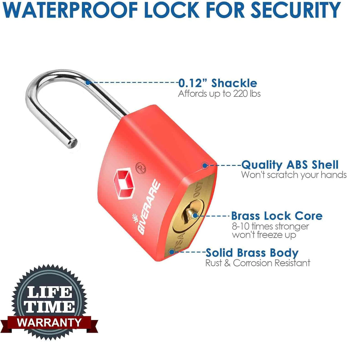 4 Pack TSA Approved Travel Luggage Locks with Keys, Solid Brass Copper Keyed Padlock, ABS Plastic Covered Small Locks for Suitcase, Backpack, Gym Locker, Jewelry Box