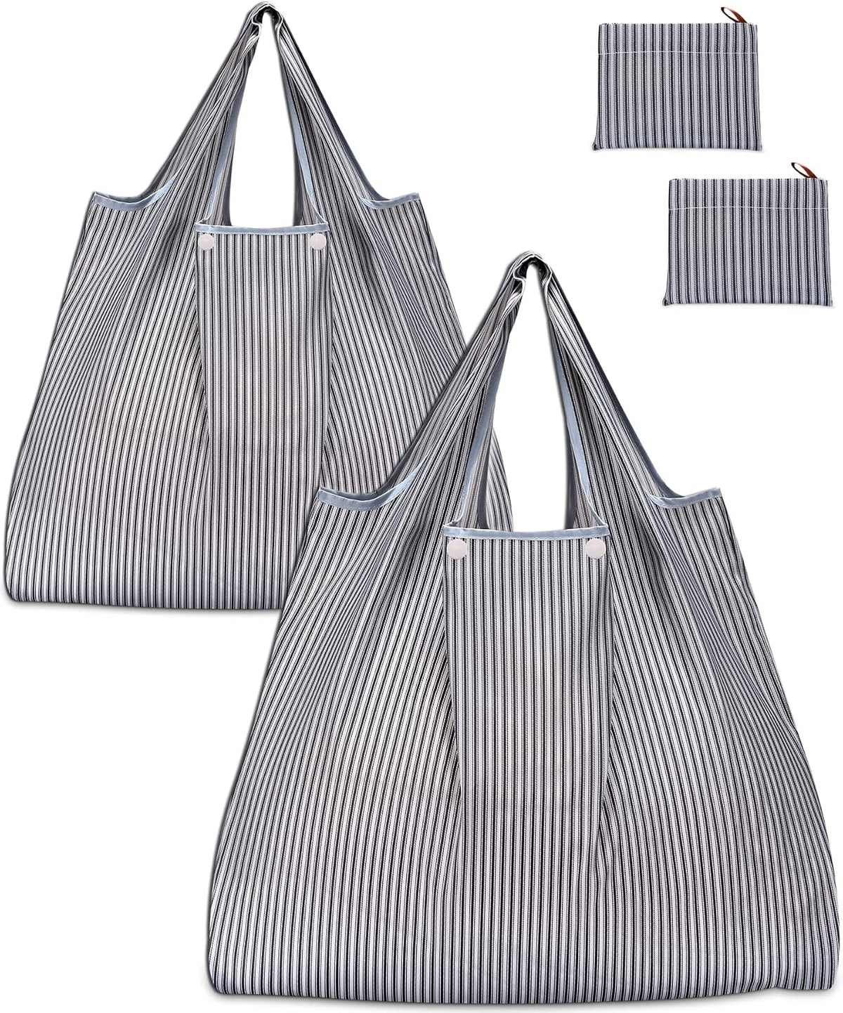 Reusable Grocery Bags, Eco-Friendly Folding Tote Shopping Bag fits in Pocket, Washable Waterproof Nylon Pouch Bags