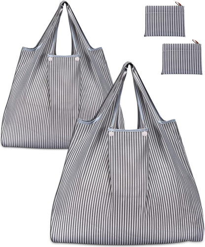 Reusable Grocery Bags, Eco-Friendly Folding Tote Shopping Bag fits in Pocket, Washable Waterproof Nylon Pouch Bags