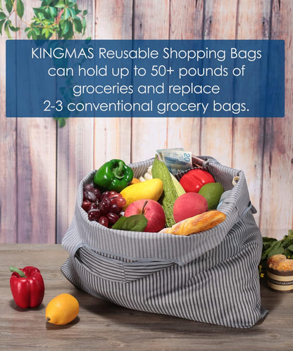 Reusable Grocery Bags, Eco-Friendly Folding Tote Shopping Bag fits in Pocket, Washable Waterproof Nylon Pouch Bags