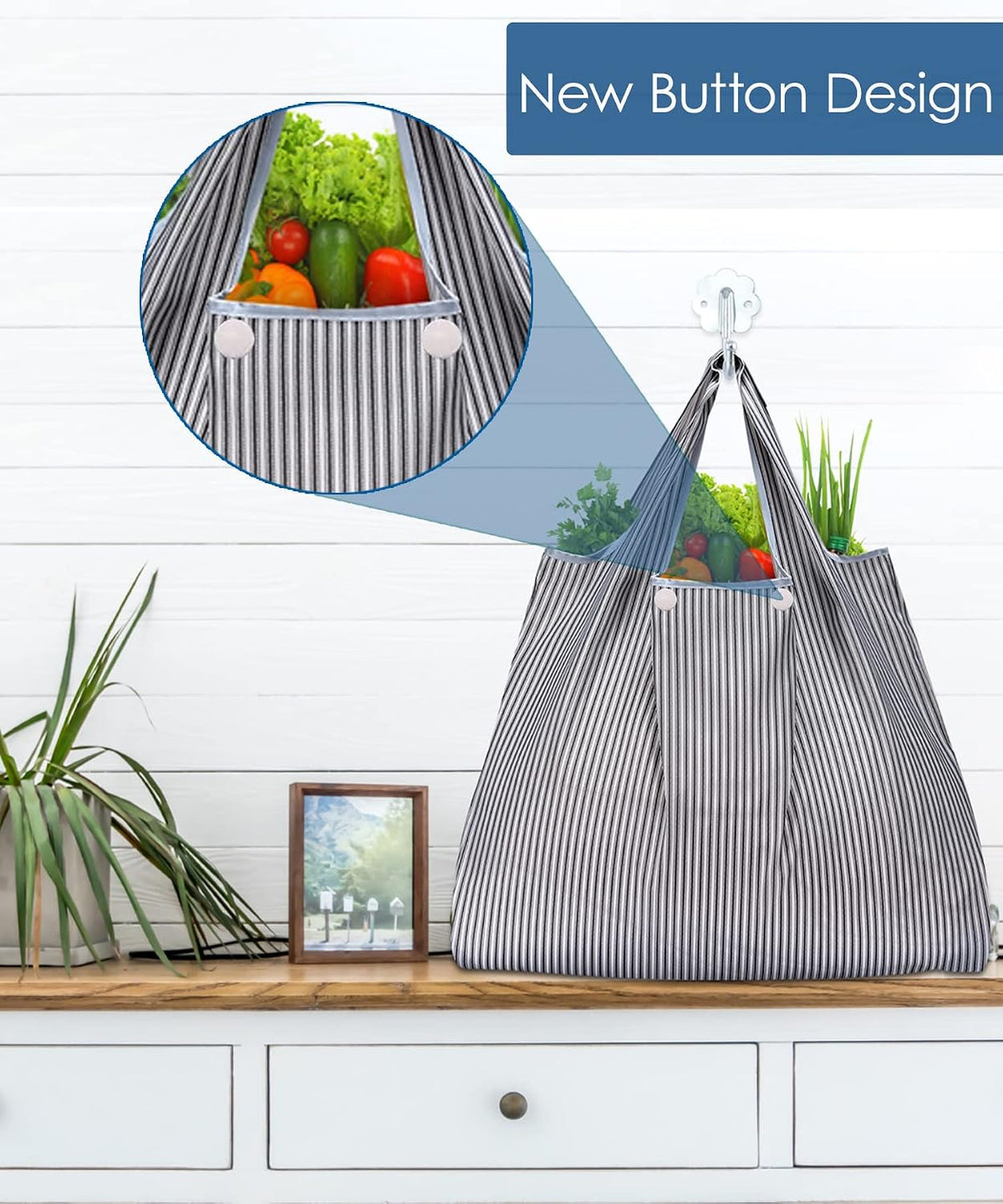 Reusable Grocery Bags, Eco-Friendly Folding Tote Shopping Bag fits in Pocket, Washable Waterproof Nylon Pouch Bags