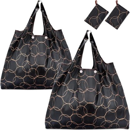 Reusable Grocery Bags, Eco-Friendly Folding Tote Shopping Bag fits in Pocket, Washable Waterproof Nylon Pouch Bags