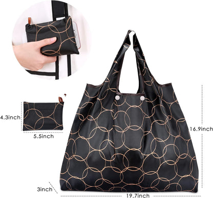 Reusable Grocery Bags, Eco-Friendly Folding Tote Shopping Bag fits in Pocket, Washable Waterproof Nylon Pouch Bags