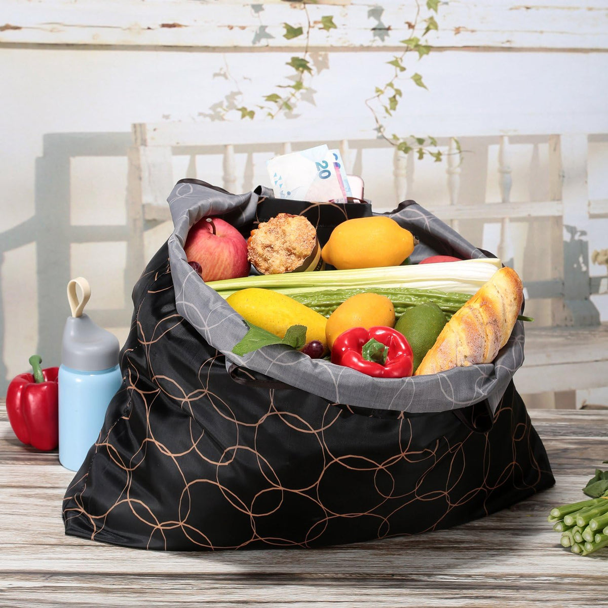 Reusable Grocery Bags, Eco-Friendly Folding Tote Shopping Bag fits in Pocket, Washable Waterproof Nylon Pouch Bags