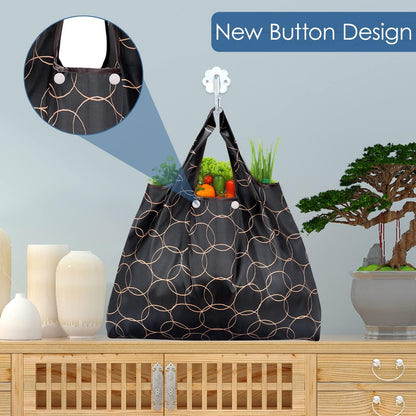 Reusable Grocery Bags, Eco-Friendly Folding Tote Shopping Bag fits in Pocket, Washable Waterproof Nylon Pouch Bags