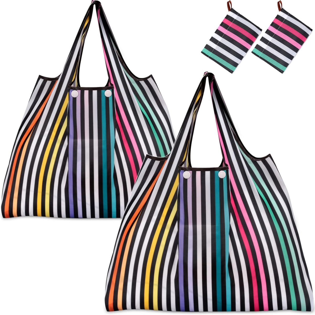Reusable Grocery Bags, Eco-Friendly Folding Tote Shopping Bag fits in Pocket, Washable Waterproof Nylon Pouch Bags
