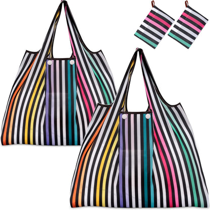 Reusable Grocery Bags, Eco-Friendly Folding Tote Shopping Bag fits in Pocket, Washable Waterproof Nylon Pouch Bags