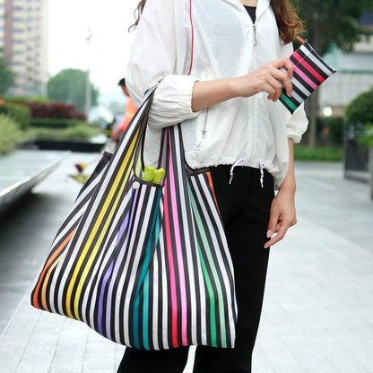 Reusable Grocery Bags, Eco-Friendly Folding Tote Shopping Bag fits in Pocket, Washable Waterproof Nylon Pouch Bags