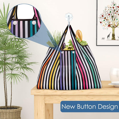 Reusable Grocery Bags, Eco-Friendly Folding Tote Shopping Bag fits in Pocket, Washable Waterproof Nylon Pouch Bags