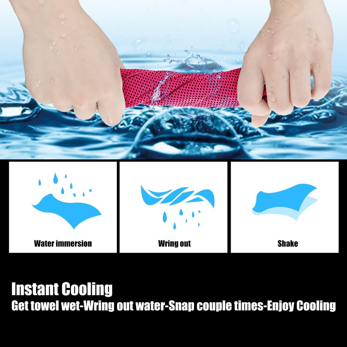 Cooling Towel (Pack of 20, 40"x12") with Pouches for Sports