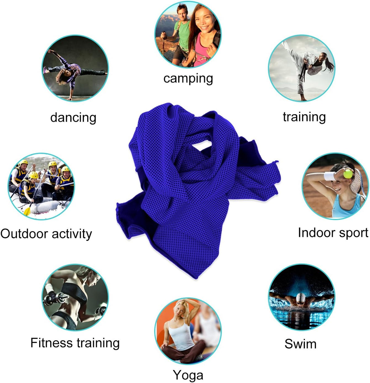 Cooling Towel (Pack of 20, 40"x12") with Pouches for Sports