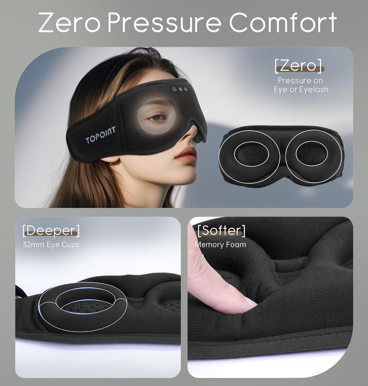 Sleep Mask with Headphones Bluetooth 5.4, 3D Eye Mask Blackout with Soft Bamboo Cotton for Side Sleepers Women Men, Sleep Headphones Earphones HD Speaker Microphone for Travel Meditation Gift