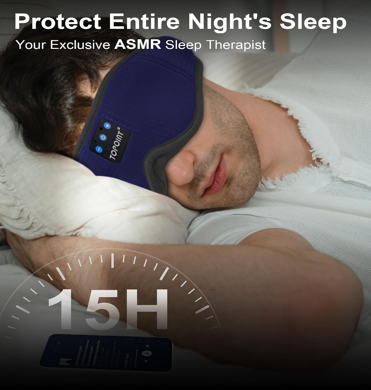 Sleep Mask with Headphones Bluetooth 5.4, 3D Eye Mask Blackout with Soft Bamboo Cotton for Side Sleepers Women Men, Sleep Headphones Earphones HD Speaker Microphone for Travel Meditation Gift