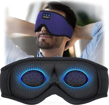 Sleep Mask with Headphones Bluetooth 5.4, 3D Eye Mask Blackout with Soft Bamboo Cotton for Side Sleepers Women Men, Sleep Headphones Earphones HD Speaker Microphone for Travel Meditation Gift