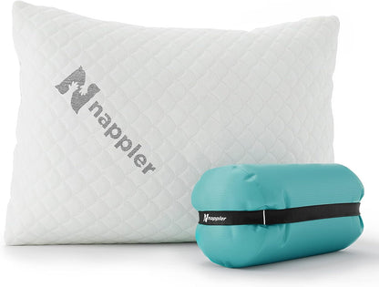 Small Shredded Memory Foam Pillow for Travel and Camping - Compressible Medium Firm Bed Pillow, Contoured Support, Breathable Cover, Machine Washable, Ideal Backpacking, Airplane and Car