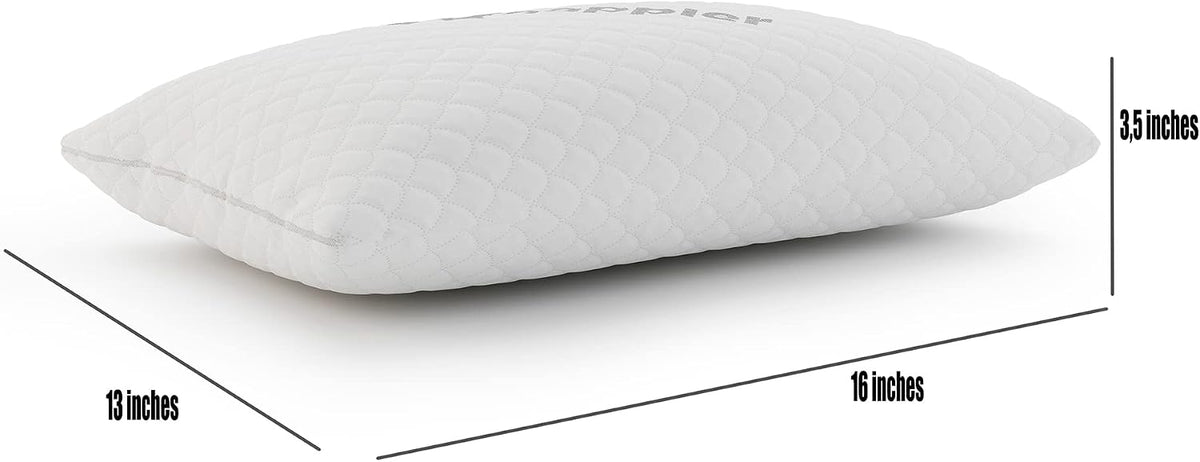Small Shredded Memory Foam Pillow for Travel and Camping - Compressible Medium Firm Bed Pillow, Contoured Support, Breathable Cover, Machine Washable, Ideal Backpacking, Airplane and Car