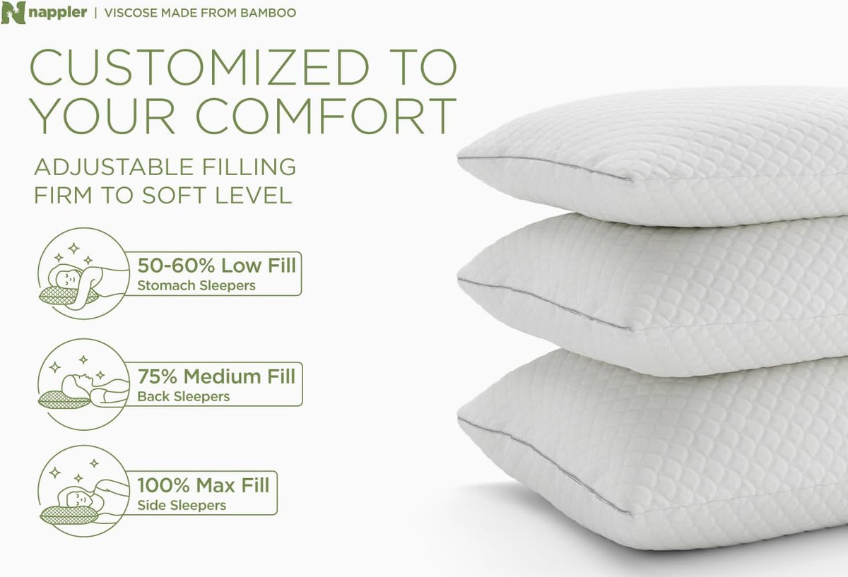 Small Shredded Memory Foam Pillow for Travel and Camping - Compressible Medium Firm Bed Pillow, Contoured Support, Breathable Cover, Machine Washable, Ideal Backpacking, Airplane and Car