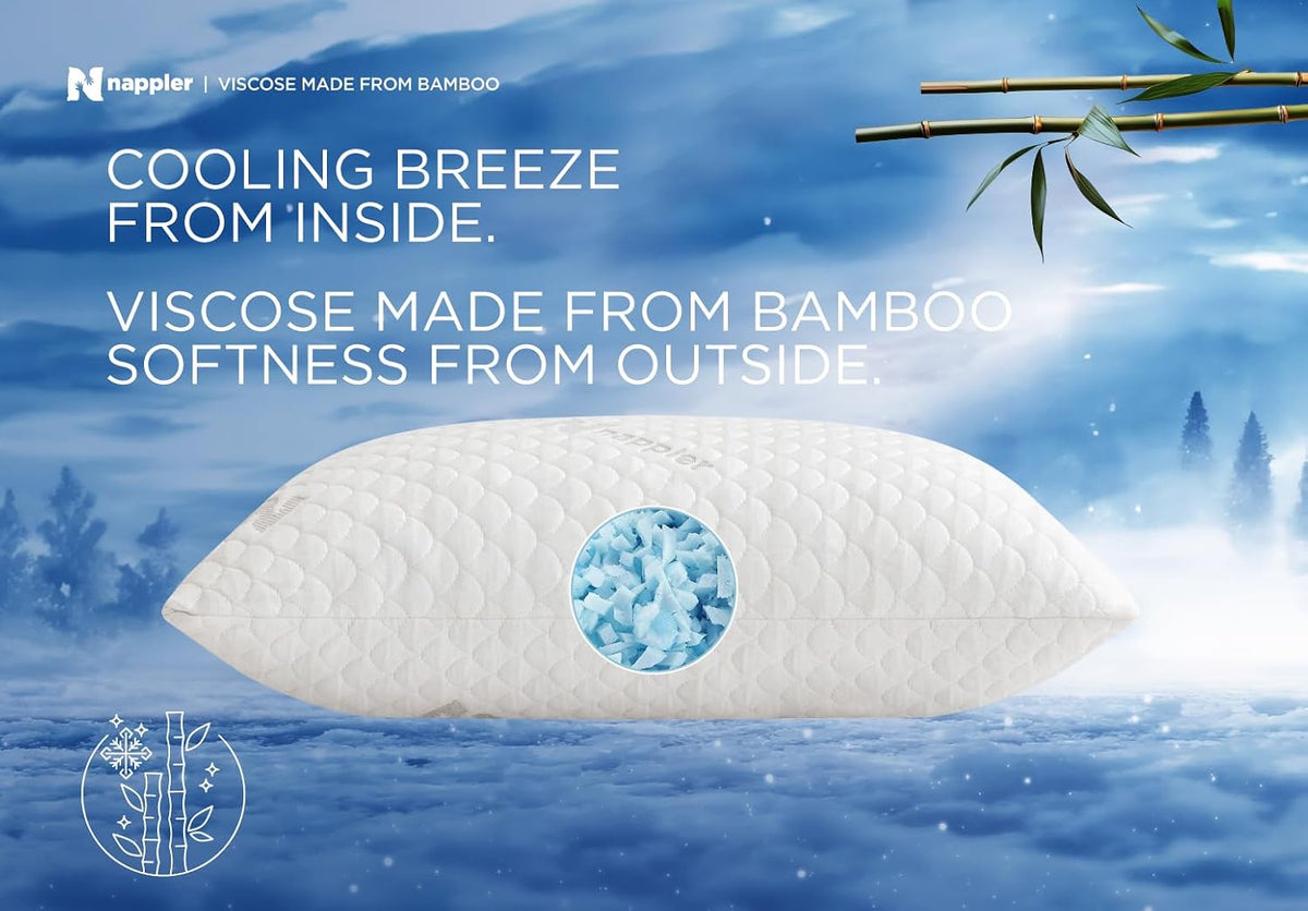 Small Shredded Memory Foam Pillow for Travel and Camping - Compressible Medium Firm Bed Pillow, Contoured Support, Breathable Cover, Machine Washable, Ideal Backpacking, Airplane and Car