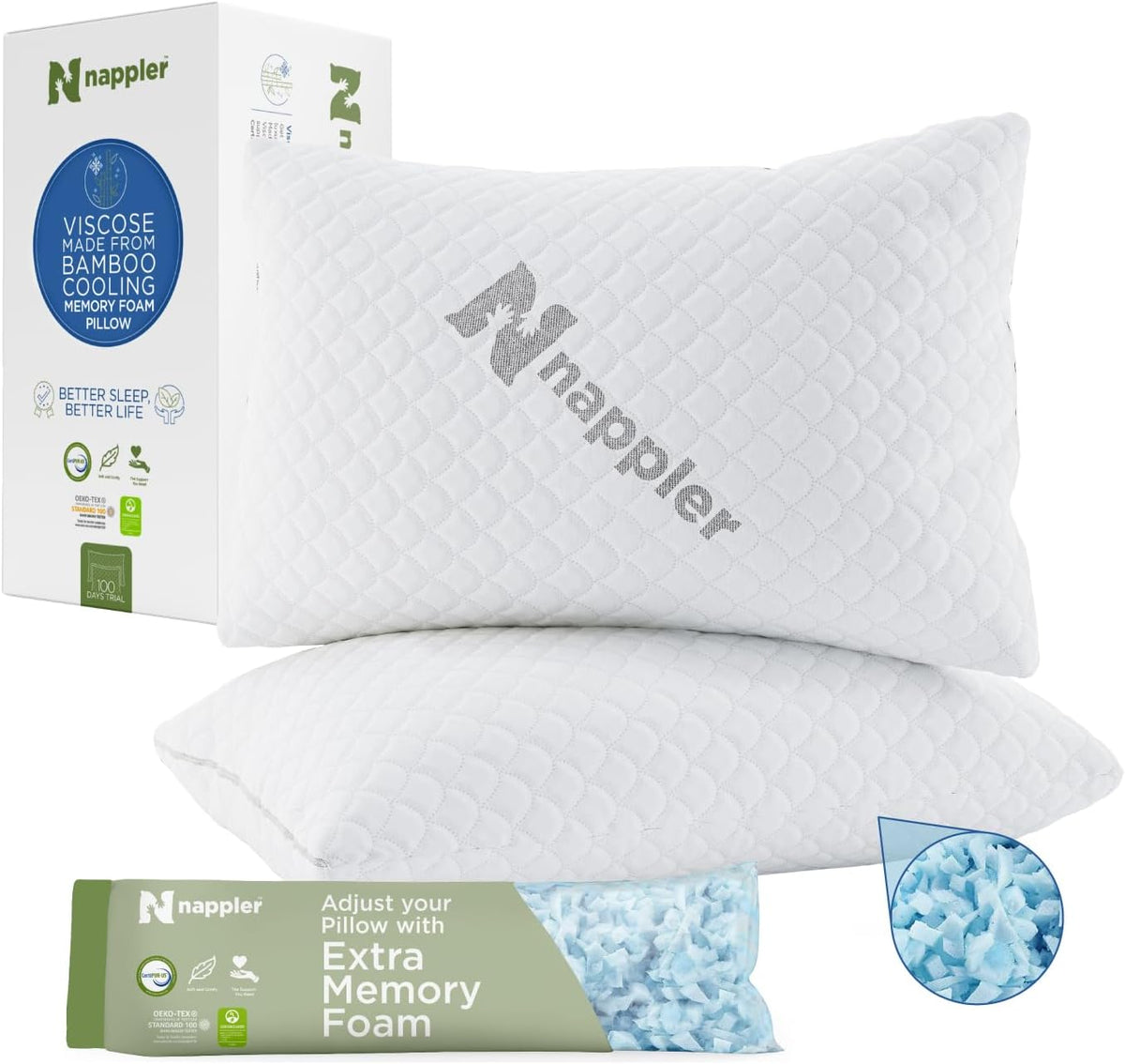 Small Shredded Memory Foam Pillow for Travel and Camping - Compressible Medium Firm Bed Pillow, Contoured Support, Breathable Cover, Machine Washable, Ideal Backpacking, Airplane and Car