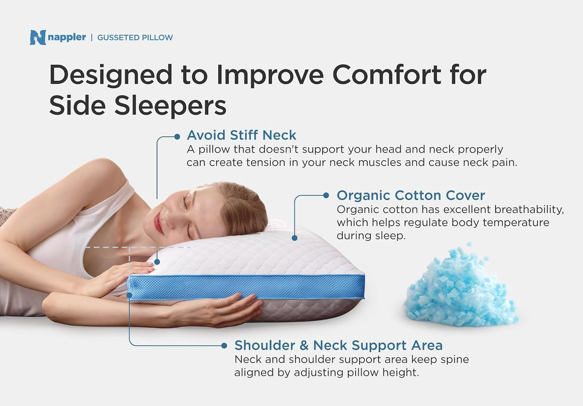 Small Shredded Memory Foam Pillow for Travel and Camping - Compressible Medium Firm Bed Pillow, Contoured Support, Breathable Cover, Machine Washable, Ideal Backpacking, Airplane and Car