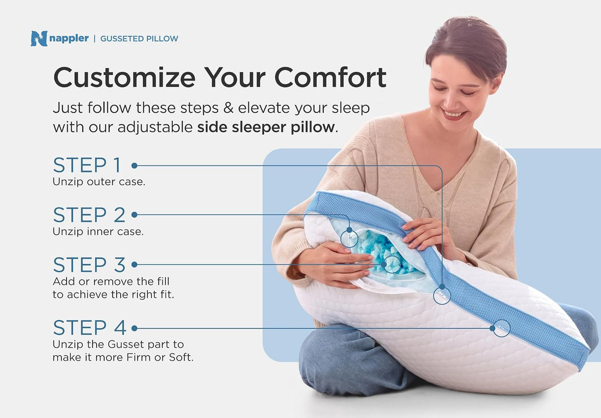 Small Shredded Memory Foam Pillow for Travel and Camping - Compressible Medium Firm Bed Pillow, Contoured Support, Breathable Cover, Machine Washable, Ideal Backpacking, Airplane and Car