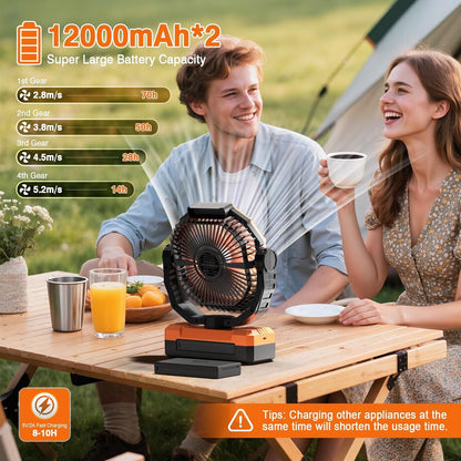 FRIZCOL 3-in-1 Camping Fan - Portable Fans Rechargeable - 24000mAh Battery Powered Fan with Light & Remote for Indoor, Outdoor, Tent, Travel, Fishing, Jobsite, Gifts for Men Dad Him - Green