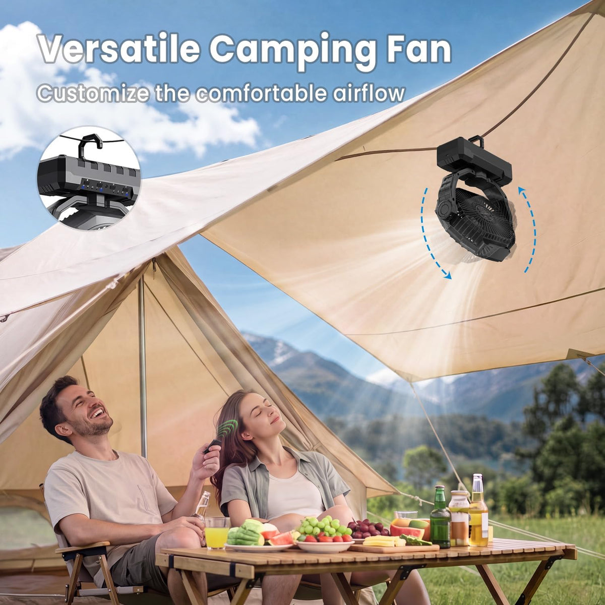 FRIZCOL 3-in-1 Camping Fan - Portable Fans Rechargeable - 24000mAh Battery Powered Fan with Light & Remote for Indoor, Outdoor, Tent, Travel, Fishing, Jobsite, Gifts for Men Dad Him - Green