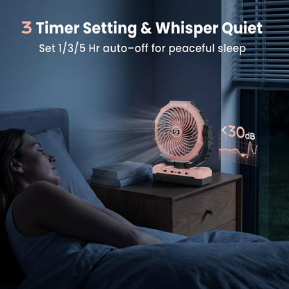 FRIZCOL 3-in-1 Camping Fan - Portable Fans Rechargeable - 24000mAh Battery Powered Fan with Light & Remote for Indoor, Outdoor, Tent, Travel, Fishing, Jobsite, Gifts for Men Dad Him - Green