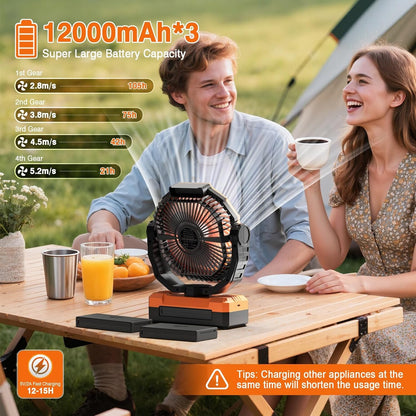 FRIZCOL 3-in-1 Camping Fan - Portable Fans Rechargeable - 24000mAh Battery Powered Fan with Light & Remote for Indoor, Outdoor, Tent, Travel, Fishing, Jobsite, Gifts for Men Dad Him - Green
