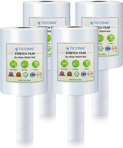 Stretch Wrap Roll, 15 in x 1000 ft Plastic Wrap for Moving Furniture