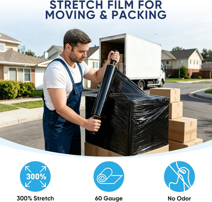 Stretch Wrap Roll, 15 in x 1000 ft Plastic Wrap for Moving Furniture
