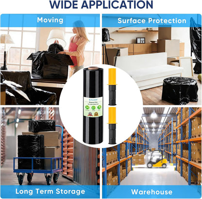 Stretch Wrap Roll, 15 in x 1000 ft Plastic Wrap for Moving Furniture