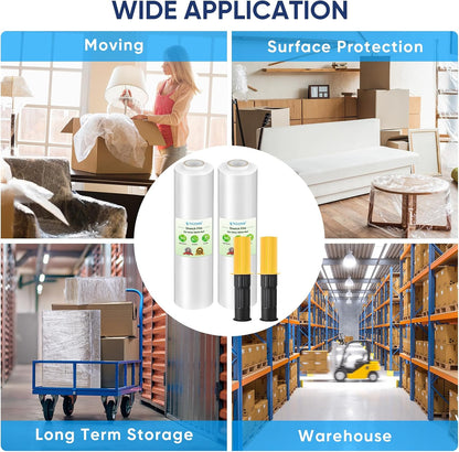 Stretch Wrap Roll, 15 in x 1000 ft Plastic Wrap for Moving Furniture