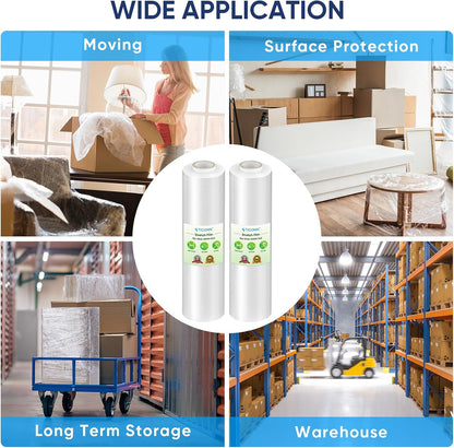 Stretch Wrap Roll, 15 in x 1000 ft Plastic Wrap for Moving Furniture