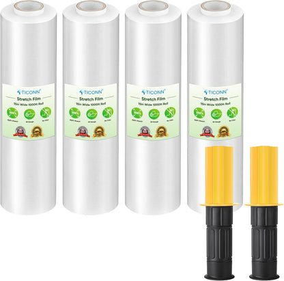 Stretch Wrap Roll, 15 in x 1000 ft Plastic Wrap for Moving Furniture