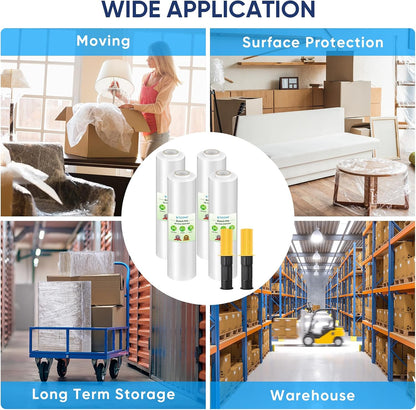 Stretch Wrap Roll, 15 in x 1000 ft Plastic Wrap for Moving Furniture