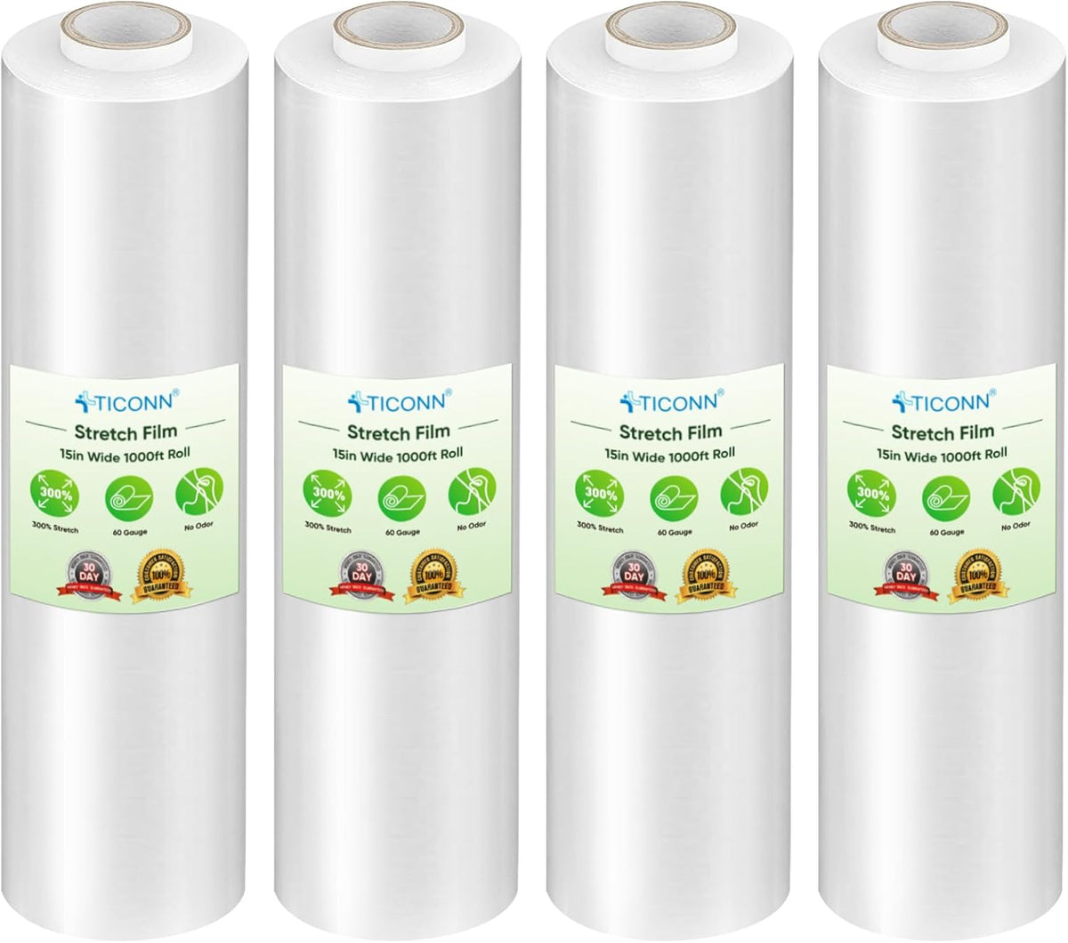 Stretch Wrap Roll, 15 in x 1000 ft Plastic Wrap for Moving Furniture