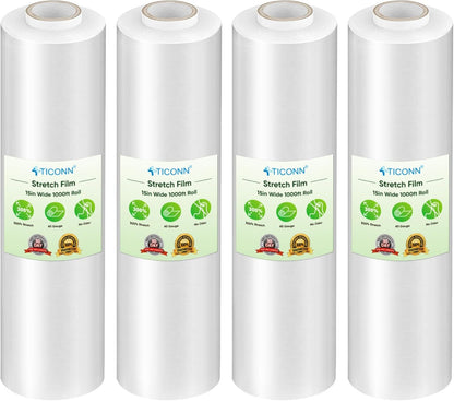 Stretch Wrap Roll, 15 in x 1000 ft Plastic Wrap for Moving Furniture