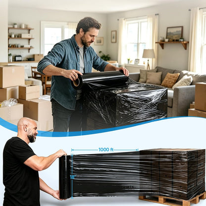 Stretch Wrap Roll, 15 in x 1000 ft Plastic Wrap for Moving Furniture