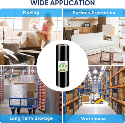 Stretch Wrap Roll, 15 in x 1000 ft Plastic Wrap for Moving Furniture
