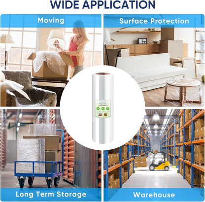 Stretch Wrap Roll, 15 in x 1000 ft Plastic Wrap for Moving Furniture