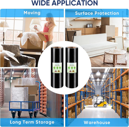 Stretch Wrap Roll, 15 in x 1000 ft Plastic Wrap for Moving Furniture