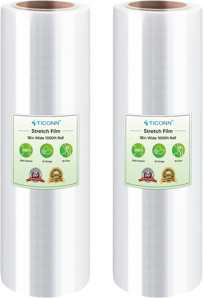Stretch Wrap Roll, 15 in x 1000 ft Plastic Wrap for Moving Furniture
